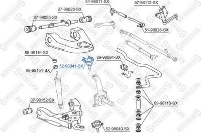 Stellox 52-98041-SX несущий / направляющий шарнир на TOYOTA HILUX II пикап (LN8_, RN5_, LN6_, YN6_, YN5_, LN5_, RN6_)
