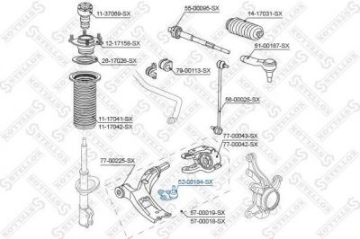 STELLOX 52-00184-SX_опора шаровая нижняя! 17.45x20 M14x1.5/M12x1.25 Honda CR-V III 06> (5200184SX)