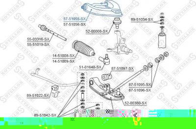 Stellox 57-51055-SX рычаг независимой подвески колеса, подвеска колеса на HYUNDAI H100 автобус (P)