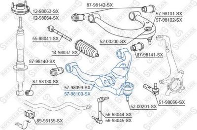 STELLOX 57-98100-SX_рычаг нижний левый! Toyota Land Cruiser GRJ12#/DJ12# all 02> (5798100SX)