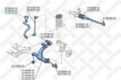 Stellox 79-00513-SX опора, стабилизатор на PEUGEOT 306 (7B, N3, N5)