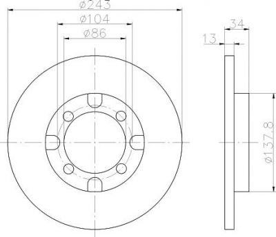 Textar 92034600 тормозной диск на MITSUBISHI LANCER IV (C6_A, C7_A)