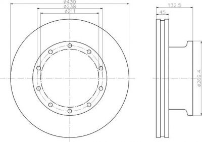 TEXTAR Тормозной диск 430/211x45/132.5 10n-238-M14x1.5 MB Actros (93087900)