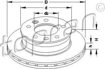 Topran 110 438 тормозной диск на VW LT 28-46 II c бортовой платформой/ходовая часть (2DC, 2DF, 2