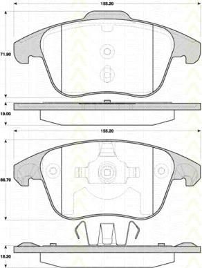 TRISCAN 8110 38006 комплект тормозных колодок, дисковый тормоз на PEUGEOT 5008