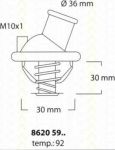 TRISCAN 8620 5992 термостат, охлаждающая жидкость на OPEL KADETT E кабрио (43B_)