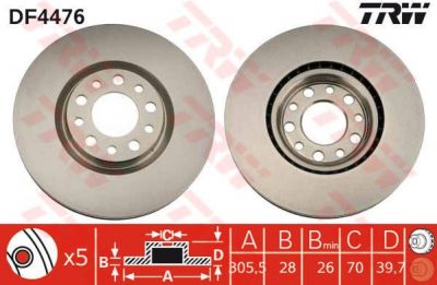 TRW DF4476 тормозной диск на ALFA ROMEO 159 (939)
