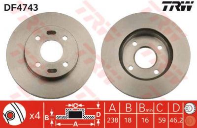 TRW DF4743 Диск торм пер вент MICRA K11 98-03 (4020672B00)