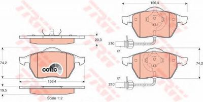 TRW GDB1307 Колодки передние с датчиком AD A4/A6 98-> VW B5 00-> однопоршневые (4B0698151AF)