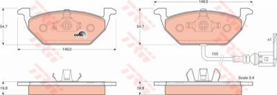 TRW GDB1386 Колодки передние AD A3 VW G4 с датчиком (1J0698151G)