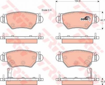 TRW GDB1471 Колодки задние OPEL AstG/Zaf (98-05) (1605025)