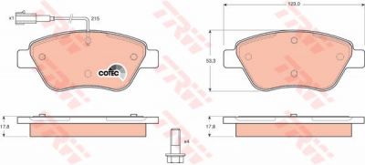 TRW GDB1482 Колодки тормозные передние FIAT DOBLO 01- ALBEA STILO 01> CITROEN NEMO 08- PEUGEOT BIPPER 08- (77364588)