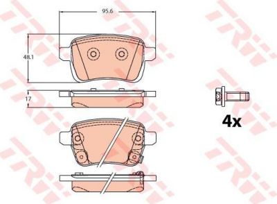TRW GDB2093 комплект тормозных колодок, дисковый тормоз на OPEL CORSA E Van