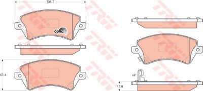 TRW GDB3288 Колодки передние TOYOTA Cor 1.4-1.8 00- (446502130)