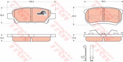 TRW GDB3341 Колодки задние MITSUBISHI LANCER 9/10 (MN116929)