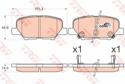 TRW GDB3583 Колодки задние CITROEN C4/MAZDA 6 III/MITSUBISHI Outlander III (4605B070)