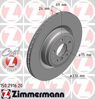 ZIMMERMANN Диск тор. зад. 5, 7 series 08> заказ не менее 2 единиц (150.2916.20)