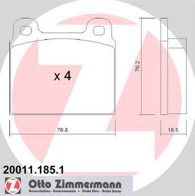 Zimmermann 20011.185.1 комплект тормозных колодок, дисковый тормоз на VW TRANSPORTER III фургон