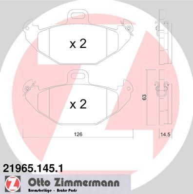 Zimmermann 21965.145.1 комплект тормозных колодок, дисковый тормоз на RENAULT LAGUNA I (B56_, 556_)
