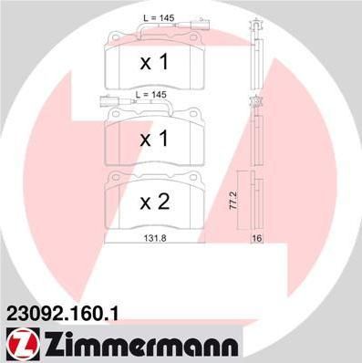 ZIMMERMANN Комплект тормозных колодок, диско (23092.160.1)
