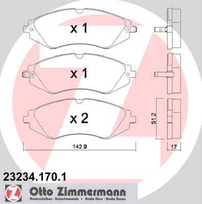 Zimmermann 23234.170.1 комплект тормозных колодок, дисковый тормоз на CHEVROLET LACETTI (J200)