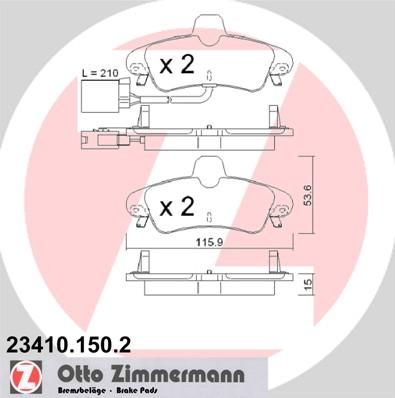 Zimmermann 23410.150.2 комплект тормозных колодок, дисковый тормоз на FORD MONDEO I (GBP)