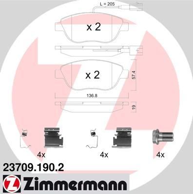 Zimmermann 23709.190.2 комплект тормозных колодок, дисковый тормоз на FIAT BRAVO II (198)