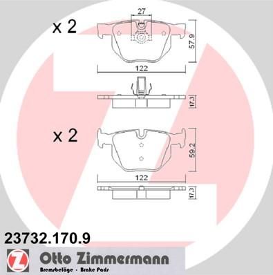 Zimmermann 23732.170.9 комплект тормозных колодок, дисковый тормоз на 5 (E60)