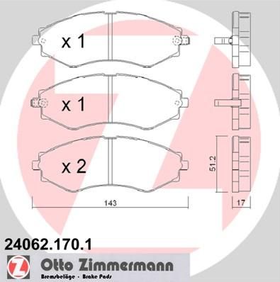Zimmermann 24062.170.1 комплект тормозных колодок, дисковый тормоз на CHEVROLET EPICA (KL1_)