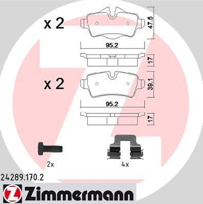 Zimmermann 24289.170.2 комплект тормозных колодок, дисковый тормоз на MINI MINI Roadster (R59)