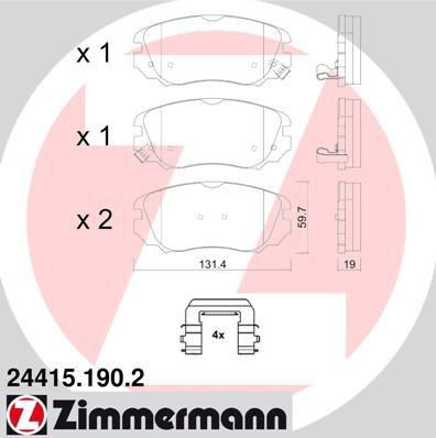 Zimmermann 24415.190.2 комплект тормозных колодок, дисковый тормоз на OPEL INSIGNIA седан