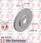 ZIMMERMANN ДИСК ТОРМ VW GOLF V, AUDI A3, TOURAN 288*25 F (600322120)