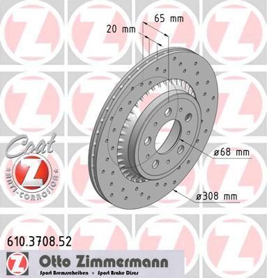 Zimmermann 610.3708.52 тормозной диск на VOLVO XC90 I