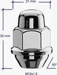 Bimecc DKIA02-OE Гайка CH21 12X1.5X35 Закр.Цинк+Хр.Колп.