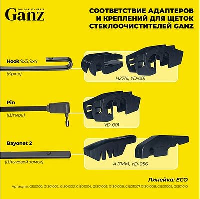GANZ Щетка стеклоочистителя ECO 330mm (GIS01001)