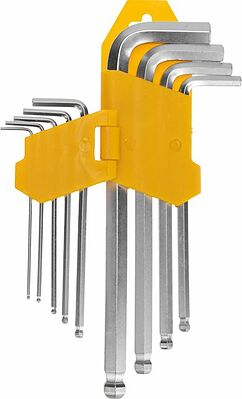Kranz KR-12-5211 Набор ключей имбусовых HEX KRANZ 1,5-10 мм, CrV, 9 шт., удлиненные, с шаром