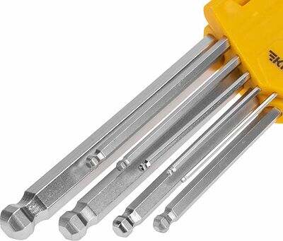 Kranz KR-12-5211 Набор ключей имбусовых HEX KRANZ 1,5-10 мм, CrV, 9 шт., удлиненные, с шаром