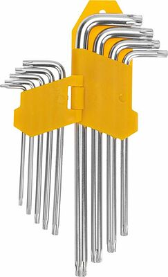 Kranz KR-12-5221 Набор ключей имбусовых Tamper-Torx KRANZ 9 шт., ТТ10-ТТ50, закаленные, удлиненные, никель