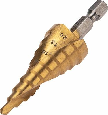Kranz KR-12-6611 Сверло по металлу ступенчатое ТИТАН 4,0-20,0мм, 76мм, 65 HRC, Р6М5 TiN KRANZ