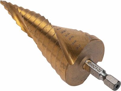 Kranz KR-12-6613 Сверло по металлу ступенчатое ТИТАН 4,0-32,0мм, 102мм, 65 HRC, Р6М5 TiN KRANZ