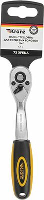 Kranz KR-12-8403 Ключ-трещотка для торцовых головок 1/4, СrV, 72 зубца KRANZ