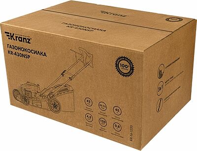 Kranz KR-16-1235 Газонокосилка бензиновая KR-430NSP несамоходная, 150см3, 43см KRANZ