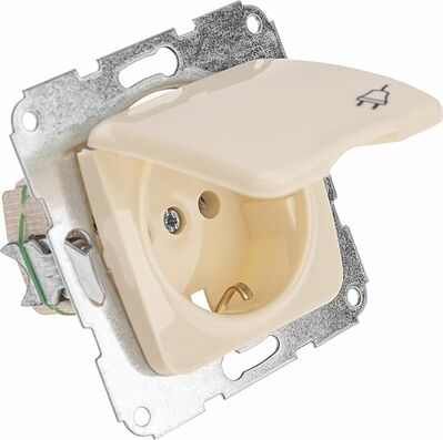 Kranz KR-78-0246 DEA Розетка 1-ая керамика с/з с крышкой с/у 16А мех. Беж KRANZ