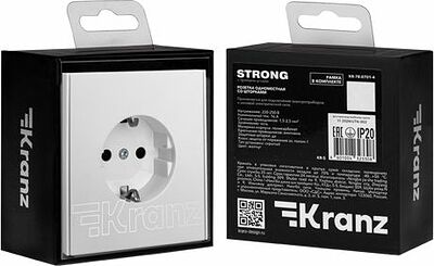 Kranz KR-78-0701-4 Розетка STRONG 1-ая с/з с/у, со шторками 16А жемчуг KRANZ