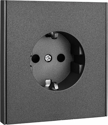 Kranz KR-78-0701-6 Розетка STRONG 1-ая с/з с/у, со шторками 16А графит KRANZ