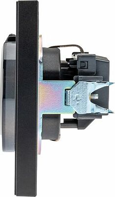 Kranz KR-78-0702-5 Розетка STRONG 1-ая с/з с/у, со шторками и крышкой 16А антрацит KRANZ