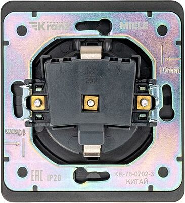 Kranz KR-78-0702-5 Розетка STRONG 1-ая с/з с/у, со шторками и крышкой 16А антрацит KRANZ