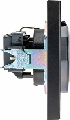 Kranz KR-78-0702-5 Розетка STRONG 1-ая с/з с/у, со шторками и крышкой 16А антрацит KRANZ