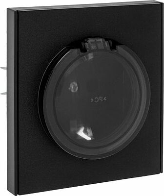 Kranz KR-78-0702-5 Розетка STRONG 1-ая с/з с/у, со шторками и крышкой 16А антрацит KRANZ