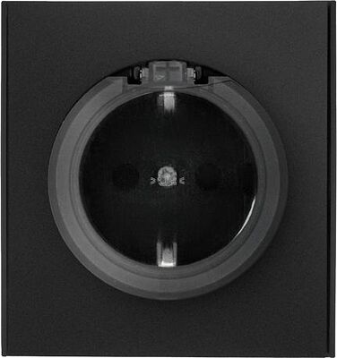Kranz KR-78-0702-5 Розетка STRONG 1-ая с/з с/у, со шторками и крышкой 16А антрацит KRANZ